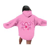 Générique Octobre Ruban Rose Sensibilisation Au Cancer du Sein Femme Sweat Capuche Coupe-Vent Et Chaud Contre Le Zipp pour Veste Manches Longues avec Cordon De Serrage Grande Taille 2025