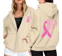 Générique Octobre Ruban Rose Sensibilisation Au Cancer du Sein Femme Sweat Capuche Coupe-Vent Et Chaud Contre Le Zipp pour Veste Manches Longues avec Cordon De Serrage Grande Taille 2026