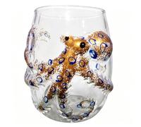 Générique Octopus Wine Glasses - Handmade Blue Themed Glassware