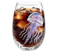 Générique Octopus Wine Glasses - Handmade Blue Themed Glassware