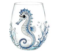 Générique Octopus Wine Glasses - Handmade Blue Themed Glassware