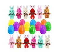 Générique Oeufs de Pâques pré-remplis, Jouets en Peluche de Lapin colorés pré-remplis, pour Fournitures de Chasse aux œufs, Cadeaux de fête, paniers de Pâques, 12 pièces