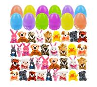 Générique Oeufs de Paques,Surprise Oeufs de Paques Plastique avec Mini Animal Peluche,Cadeau de Paques Enfants (36pcs)