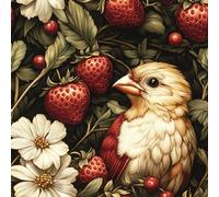 Générique Oiseau Fraise Papier Peint Épaissir Mat Auto Adhésif 44x200 cm Peinture Plantes Meubles Autocollants Amovible Comptoir Contact Papier Stickers Muraux pour Bains Salon Chambre