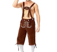 Générique Oktoberfest Lederhosen Pantalon avec Bretelles pour Hommes Traditionnelle Pantalon avec Bretelles Allemand Bavarois Oktoberfest Homme Salopette Oktoberfest, Costume Tyrolien Homme