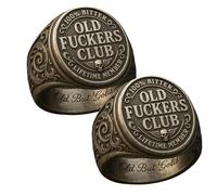 Générique Old Fuckers Club Ring, Vintage Distressed Personalized Stainless Steel Inscription Ring, Men Women Adjustable Funny Creative Unique Fashion Rings for Gifting Pals Who Love Bold Accessorie