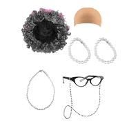 Générique Old Lady Costume Set,100 Days of School Old Lady Wig Costume Set - Grandma Granny Costume Wig for Cosplay, Idea 100 Year Old Costume, 7/9pcs