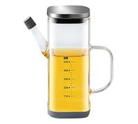 Générique Olive Oil Bottle Dispenser, 550ml Glass Refillable Oil Container, Precision Pourer with Measurement Scale, Durable Borosilicate Glass, Reusable Kitchen Dispenser for Cooking and Salad