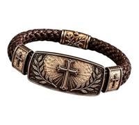 Générique Olive Wreath Antique Metal Cross Scripture Faith Bracelet (1pcs)