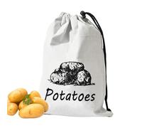 Générique Onion Storage Bag, Canvas Food Sack, Reusable Drawstring, Washable Vegetable Bin, Large Capacity, Breathable Design, for Pantry Grocery Fruits Potatoes, 9.84x14.17 inches