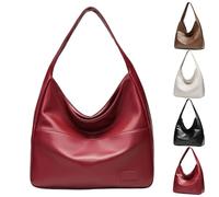 Générique Ooomay Bag, Ooomay Maya Shoulder Bag, Large Capacity Vegan Leather Casual Trendy Soft Bags Room (Red)
