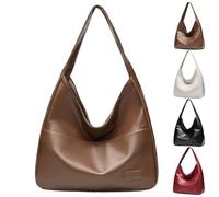 Générique Ooomay Bag, Ooomay Maya Shoulder Bag, Large Capacity Vegan Leather Casual Trendy Soft Bags Room (Brown)