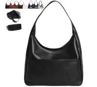 Générique Ooomay Tote Bag, Large Capacity Vegan Leather Tote Handbags, Vintage Casual Trendy Simple The Perfect Everyday Bags (Black-A)