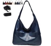 Générique Ooomay Tote Bag, Large Capacity Vegan Leather Tote Handbags, Vintage Casual Trendy Simple The Perfect Everyday Bags (Deep Blue)