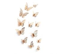 Générique Or et d'argent Creux en Trois Dimensions Papillon 3D Stickers muraux Chambre décorations murales Salon décorations TV Stickers muraux Commode et Pratique