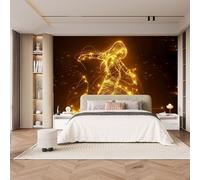 Générique Or Hip Hop Danseuse Papiers peints, 3D Noir Salon Wallpaper, étanche Mat épaissi Photo Murale, Chambre Intissé Papier Peint Photo, Mur de fond TV lmage Muraux Poster 200 x 140 CM