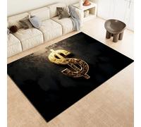 Générique Or Noir Dollar Américain Symbole Tapis Salon 140x200cm Personnalité Antidérapant Poils Bas Moquettes Sol Décoration Durable Doux Machine Lavable Grand Tapis pour Chambre Balcon Couloir 6y46
