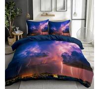 Générique Orages Housse de Couette 140 x 200 cm + 2 Taies 65x65 cm | Photographie Ciel Parure de lit 2 Personnes Réversible | Polycoton Housse de Couette pour Enfants Décor de Chambre, Couleur