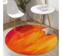 Générique Orange Et Rouge Tapis 150 cm Rond, Minimalisme Abstraction Dégradé Tapis Lavable en Machine - Antidérapant Coureur Imprimé pour Salon Salle à Manger Chambre d’Enfant nurserie