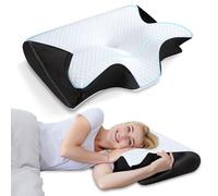 Générique Oreiller Cervical Oreiller OrthopéDique Ergonomique en Mousse à MéMoire De Forme Oreillers Anti Ronflement Et ApnéE Positionnelle Oreillers pour Dormir sur Le CôTé, Dos Et Le Ventre (Noir)