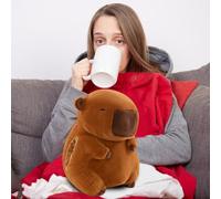 Générique Oreiller Chauffe-Mains,Manchon À Main Capybara Doudou Câlin - Oreiller en Peluche Douce avec Bouillotte pour Femmes et Filles en Hiver