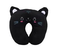 Générique Oreiller de Voyage Enfant,Coussin de Cou Formé en U,Coussin de Voyage Ultra-Doux avec Housse en Peluche Lavable,Soutien Cervical Intégré pour Siège Auto,Voiture, Maison, Bureau (Noir)