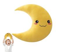 Générique Oreiller en Forme de Lune - pièce d'accent Confortable en Forme de, Coussin rempli de Coton PP, Accessoire de détente décoratif d'inspiration Lunaire, Support Bleu Jaune 25 cm 35 cm