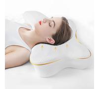 Générique Oreiller Ergonomique Cervical, Soulage douleurs Cou/épaules/Dos, Oreiller Memoire Forme, Double Hauteur 9/11cm Adaptable, Toutes Positions Sommeil, Taie Anti-Acariens Lavable Machine, Blanc