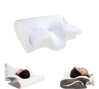 Générique Oreiller Médical Ergonomique, Oreiller Orthopédique Ergonomique avec Support Latéral Profilé pour Les Personnes Dormant sur Le Côté Ou sur Le Ventre (1 pièce Blanche)