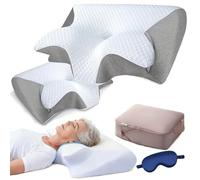 Générique Oreiller Nuviya Papillon 3.0,Nuviya Oreiller Anti Ronflement Ergonomique Cervical MéMoire De Forme OrthopéDique,Coussin De Sommeil CôTé/Dos avec Taie Amovible (2*Gris)