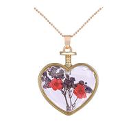 Générique Organisateur Perles Médaillon Bijoux Collier de Fleurs séchées en Verre Coeur Collier Pendentif Fleur en Dentelle Naturelle Or Accessoires Support Organisateur Bijoux (PP1, One Size)
