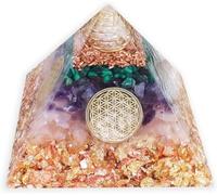 Générique Orgonic-Art Pyramide d'orgonite - Pyramide d'orgone, Selon Wilhelm Reich avec Malachite, améthyste & Quartz Rose, pour Protection Contre Les énergies négatives, 5G, WLAN, électrosmog