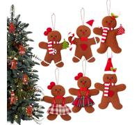 Générique Ornement Bonhomme en D'Épices - 4,3 Pouces pour Sapin De Noël | Décoration Suspendue en Feutre Doux - Décor De Sapins Fait Main pour Les Fêtes | Lot De 6 pour Sapin, Mur & Cuisine