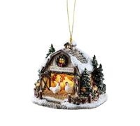 Générique Ornement de Chalet de Noël 2D - Pendentif de Maison de Noël en Acrylique pour Voiture et Arbre | Décoration de Chalet de Village d'hiver pour Sac à Dos, fenêtre et décoration intérieure