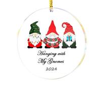 Générique Ornement De Noël Rond en Acrylique, Pendentif GNOME Clair d'arbre De Noël, Décorations De Vacances pour Portes Et