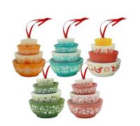 Générique Ornement De Noël Vintage Bols Empilés | 5 Pièces Décorations Empilables en Acrylique 2D - Bol à Punch de Noël,Pour Fête Bureaux Maison Chambre Porte Fenêtre Arbre École Appartement