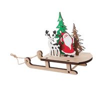 Générique Ornement De Traîneau De Noël Traîneaux Miniatures en Bois Traîneau De Vintage Pendentif De Renne De Bonhomme De Neige Suspendu pour Étagère De Porte Décoration d'arbre De