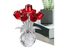 Générique Ornement Rose en - en Verre Multicolore 3D avec Base | Rose Artificielle avec Symbole éternel | pour Le Cadeau de la Saint-Valentin, la décoration de la Maison ou du Bureau, pour