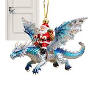 Générique Ornement Santa Dragon Riders - Décor de Vacances en Acrylique 2D