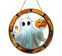 Générique Ornements acryliques fantômes - Hall0ween Ghost Pumpkin | Mignon Round Gh0st Signes Pendant Acrylique | Mural décoratif Supplies de fête pour la Porte de la fenêtre de la Maison