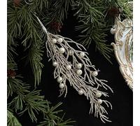 Générique Ornements De Branches À Paillettes De Noël, Pendentif Artificiel Brillant avec Perle, Tiges Étincelantes De Noël, pour Maison Bureaux Chambre Portes Cheminées Balustrades Anniversaire Fête
