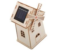 Générique Ornements de Moulin à Vent en Bois Assembler des Jouets Moulin à Vent Solaire Scientifique Maison de Moulin à Vent Solaire Bricolage d'assemblage d'énergie Solaire