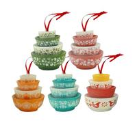 Générique Ornements De Noël En Bol Vintage - 5 Pièces Décorations Empilables en Acrylique 2D - Bol à Punch de Noël - Pour Fête Bureaux Maison Chambre Porte Fenêtre Arbre École Appartement