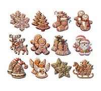 Générique Ornements de Noël en Pain d'épice | 24x Santa Elk Snowflake Bell Snowman Christmas Ornements Set - Farmhouse Christmas Decor Holiday Party Favor pour intérieur extérieur