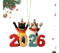 Générique Ornements de Sapin de Noël,2D Chat Mignon 2026 Pendeloques - Charme Animal Rétroviseur Intérieur Auto - pour Salon Cuisine Bureau Manteau Fenêtre Couloir Porte Camion Auto SUV Véhicule