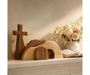 Générique Ornements De Table Religieux en Bois - Scène du Tombeau Vide De Pâques avec Finition Détaillée | Décoration Thématique pour La Maison, L'Église, Les Réunions De | Idée Cadeau pour Pâques