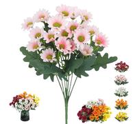 Générique Ortasthard Artificial Mums, Realistic Artificial Plastic Decorative Flower Bouquet, Rainproof UV Resistant and No Odor, Perfect for Fall Decor, for Porches and Home Decoration (Pink,5 Pcs)