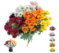 Générique Ortasthard Artificial Mums, Realistic Artificial Plastic Decorative Flower Bouquet, Rainproof UV Resistant and No Odor, Perfect for Fall Decor, for Porches and Home Decoration (Mix,5 Pcs)