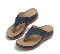 Générique Orthopedic Sandals for Women 2026 Casual Trendy Orthotic Slides Open Toe Slip-on Orthotic Platform Wide Width Sandals Comfortable Casual Boho Beach Vintage Thong Slippers (Blue,40.5)