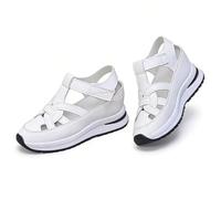 Générique Orthopedic Sandals for Women 2026,Closed Toe Platform Sandals Women Breathable Hollow Out Wedges Arch Support Comfortable Summer Beach Walking Roman Wedge Shoes (White,37)